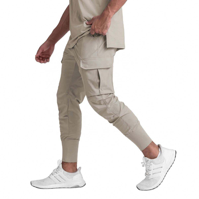 OEM Manufacturer Custom Men's Slim Fitness Cargo Joggers Trousers Gym Sport Workout Pants With Big Cargo Pockets