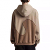 OEM Manufacturer Men's Custom LOGO Heavyweight Fleece Wave Panelled Relax Fit Oversize Brown Pullover Sweatshirt Jersey Hoodie