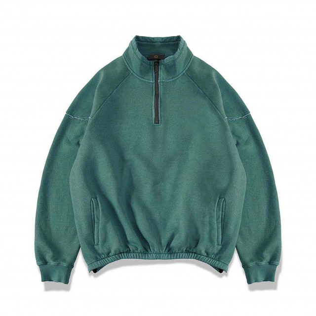 OEM -tillverkare högkvalitativ hiphop -tröja retro tvättade äldre fasta fleece -hoodies utan huva