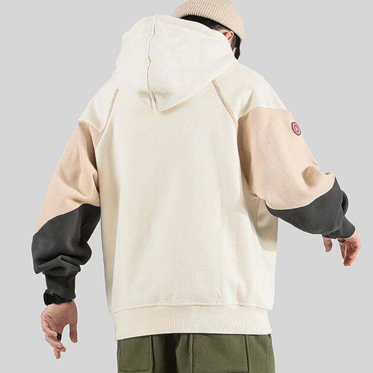 OEM Manufacturer Custom Unisex Cotton Color Block Pullover Tech Fleece Men's Hip Hop Oversized Hoodies