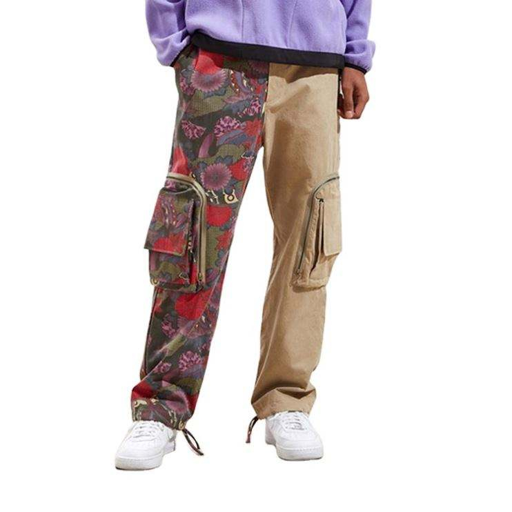 OEM Manufacturer Custom Wholesale High Quality Khaki Patch Two Tone Cargo Custom Pants