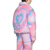 Oem Manufacturer Custom Winter Long Sleeve Puffer Concealed Zip Heart Pattern Design Purple Down Jacket