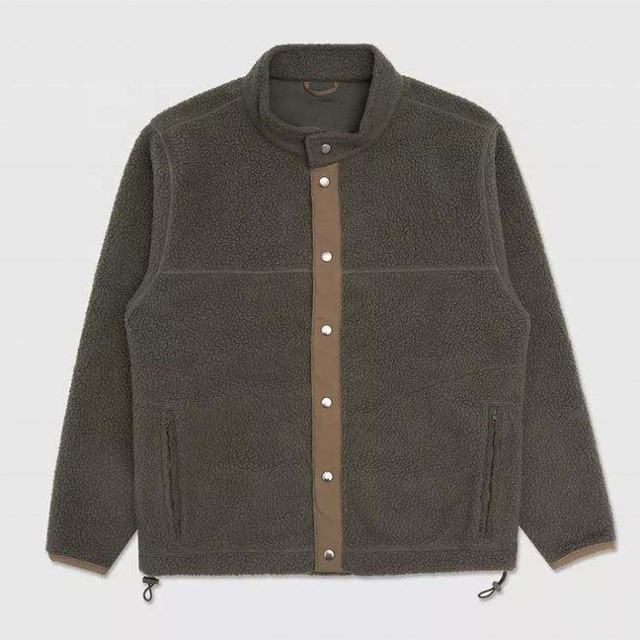 Oem Manufacturer Men's Winter Sherpa Fleeces Color Blocked Button Custom Embroidery Men Jacket