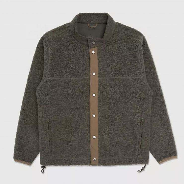 Oem Manufacturer Men's Winter Sherpa Fleeces Color Blocked Button Custom Embroidery Men Jacket