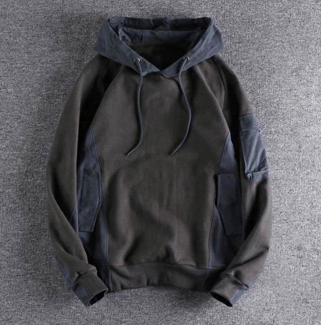 OEM Manufacturer Customized Color Block Pocket Casual Custom Sweatshirt Oversized Hoodie Men Hoodies