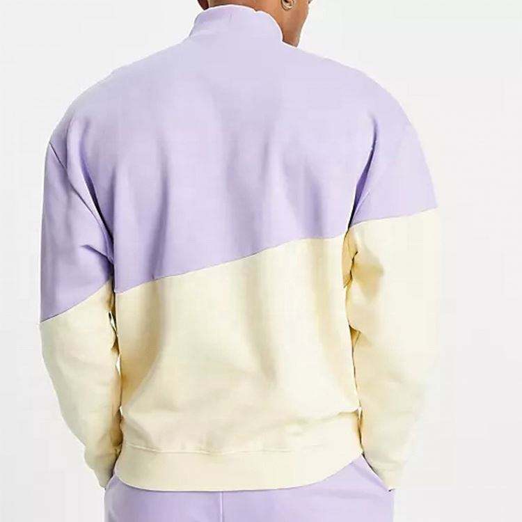 OEM Manufacturer Custom Mens Color Block Half Zipper Sweatshirt High Neck Contrast Color Oversized Hoodies Pullover