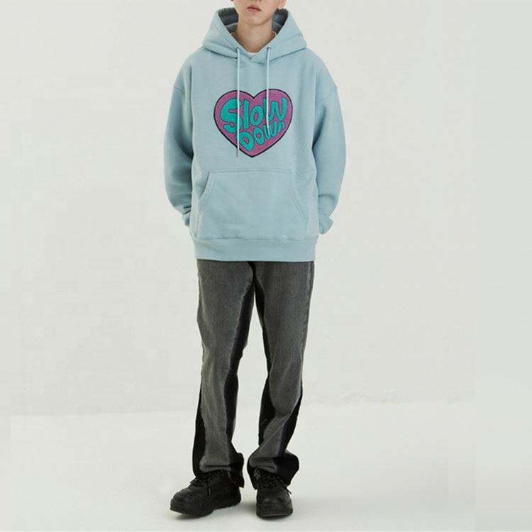 OEM Manufacturer Mens High Quality Chenille Embroidered Patches Hoodies Custom Loose Fit Fashion Hoodies For Men