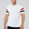 Aangepaste afdrukken gestreepte mouw T-shirts mannen korte mouw ronde nek wit t-shirt in bulk