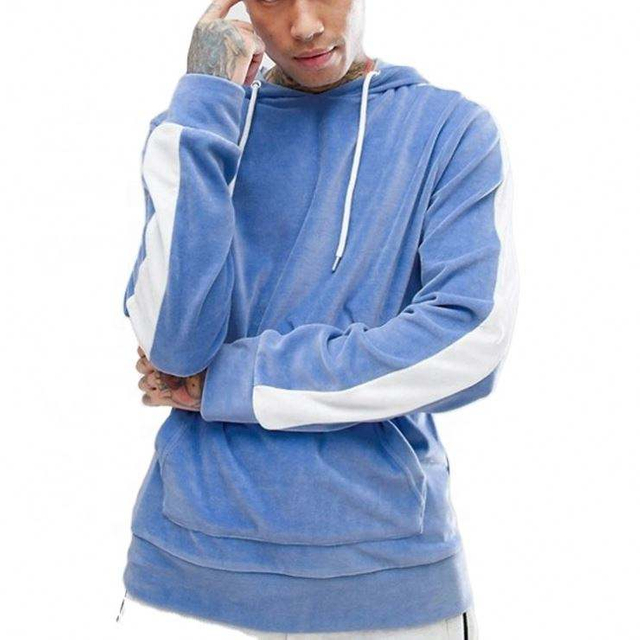 OEM -Hersteller Custom Herren Side Stripe Velor Hoodie Vintage Übergroße Samt -Hoodie Pullover