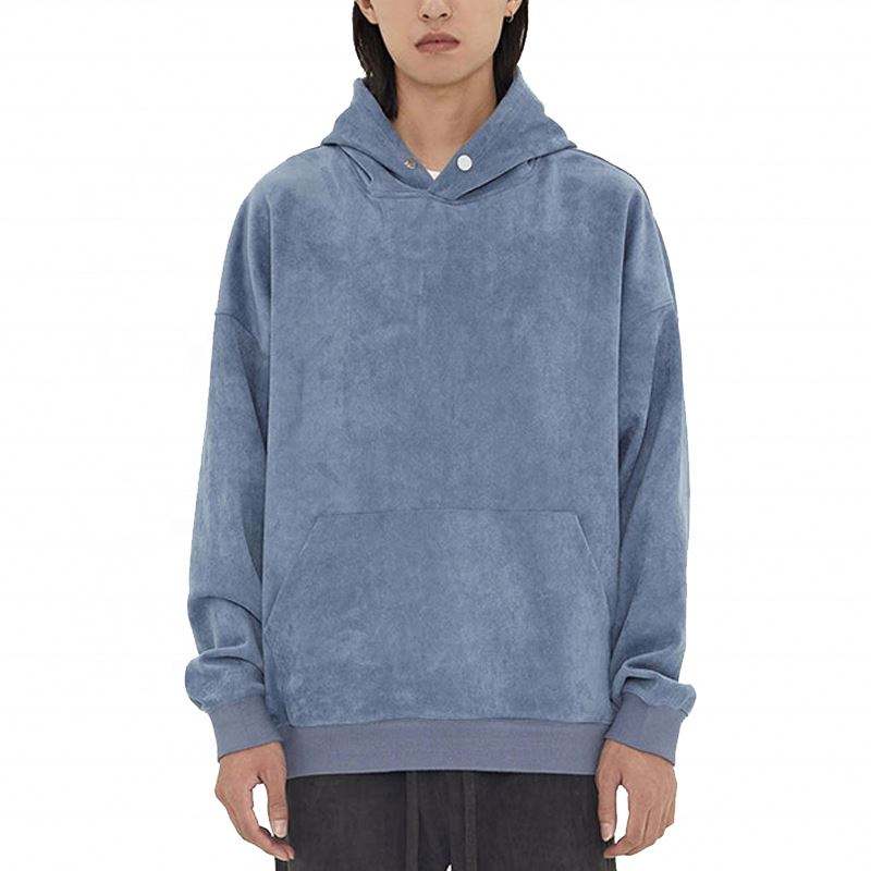 OEM Manufacturer Custom Logo Oversized Streetwear Cotton Pullover High Quality Plain Blank Faux Suede Hoodies For Men