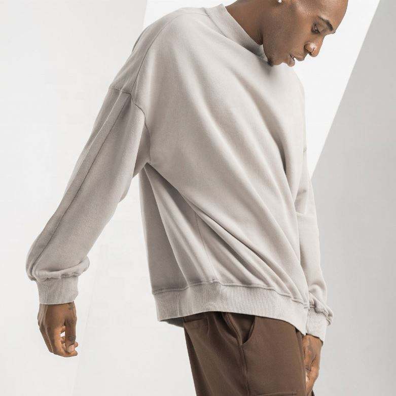 OEM Manufacturer Custom Blank Streatwear Sweater 100% Cotton French Terry Men Plain Oversized Sweatshirt