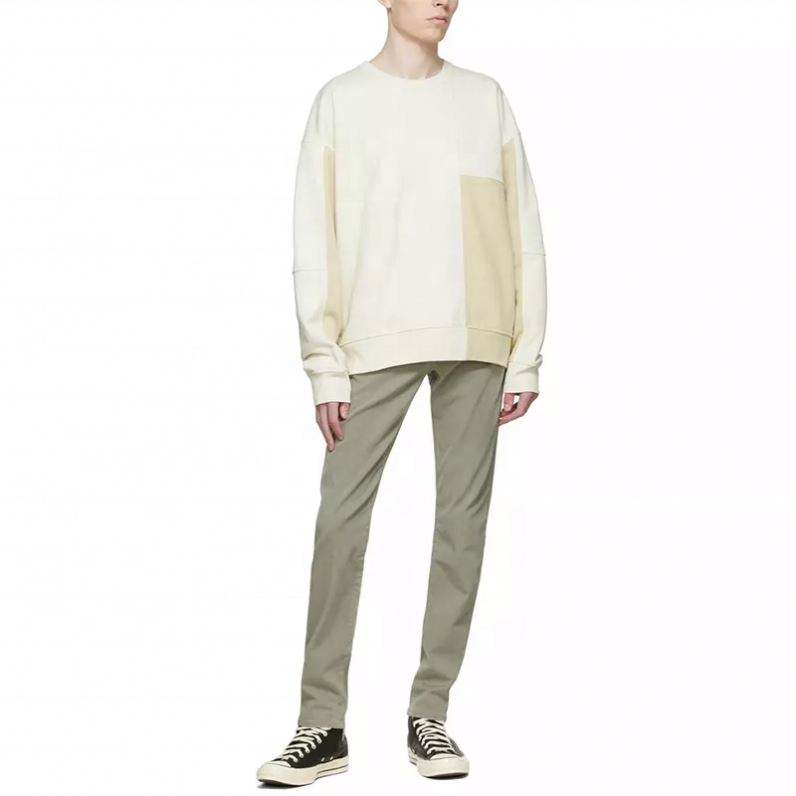 OEM-Hersteller kundenspezifischer Herren-Sweatshirt-Pullover mit Farbblock-Patchwork und Rundhalsausschnitt in Übergröße