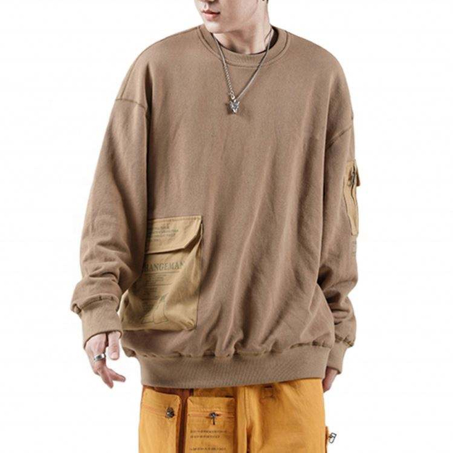 OEM Manufacturer Custom Color Block Logo Printed Men's Coats Crewneck Pocket Oversized Sweatshirts