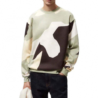 OEM Manufacturer Custom High Quality Crew Neck Camo All Over Contrast Print Details Sweatshirt Pullover For Men