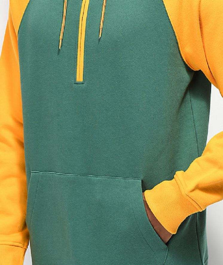 OEM Manufacturer Men Customized High Quality 100 Cotton Yellow Green Color Block Blank Hoodies Sweatshirt