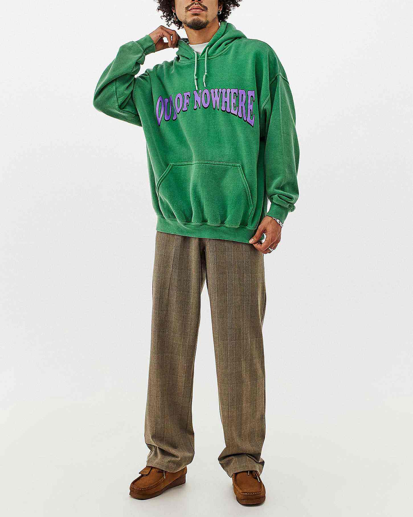 OEM Manufacturer Custom Printed Logo Pullover Oversized Streetwear Fleece Vintage Washed Green Color Custom Hoodies