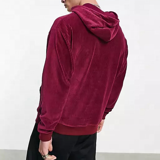 Jersey con capucha del terciopelo del llano de la manga larga de alta calidad de encargo del fabricante del OEM para los hombres