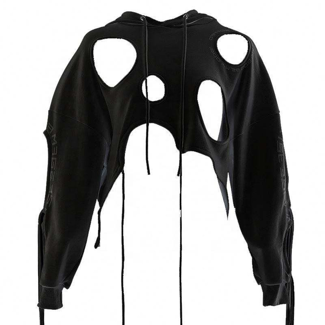 OEM Manufacturer Wholesale Design Custom Destruction Deconstructed Ripped Hoodie Organic Cotton Hoodie For Sale