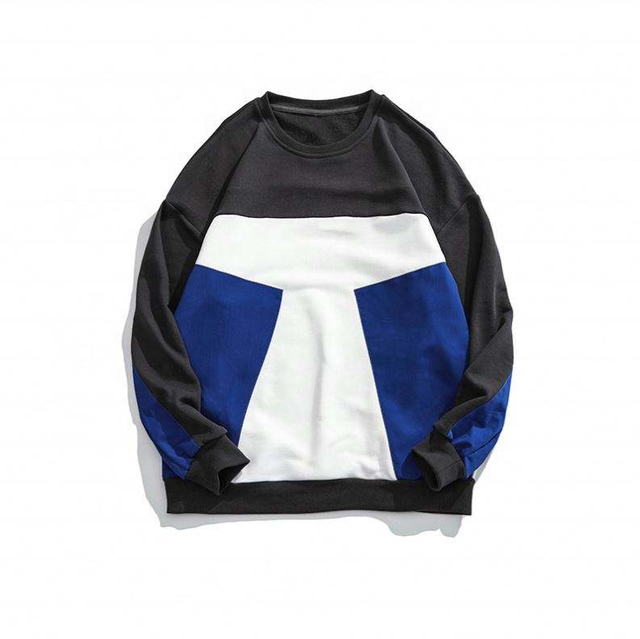 OEM Manufacturer Custom Color Block O Neck Pullover Long Sleeves Plus Size Hoodies Casual