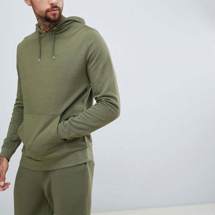 Nhà sản xuất bộ đồ chạy bộ Nam Bộ đồ thể thao đơn giản Áo hoodie Quần chạy bộ côn màu kaki