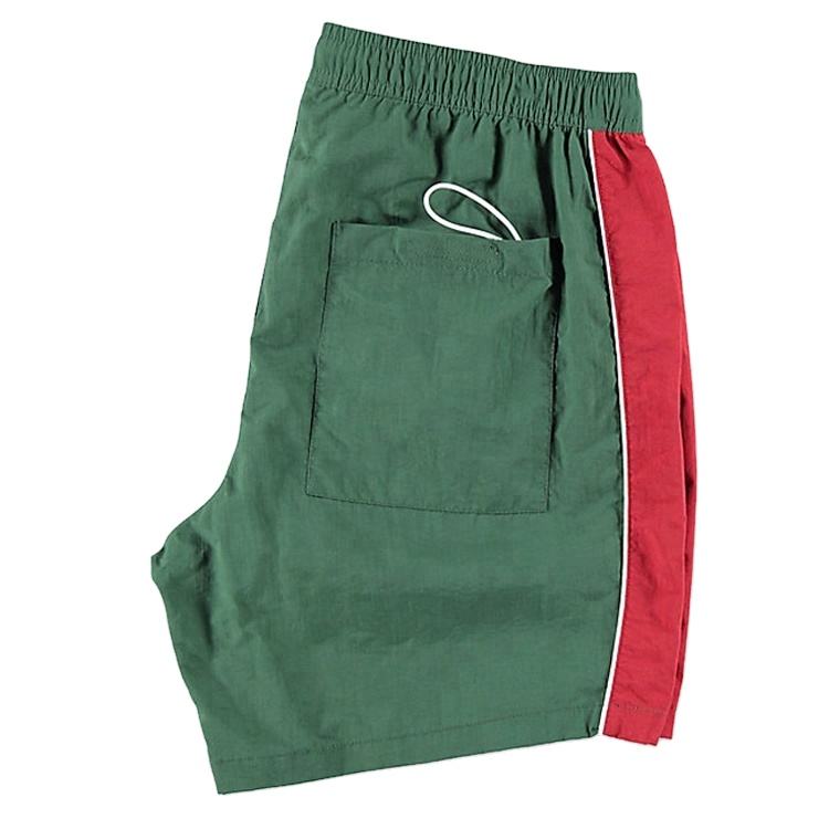 Tubulação de costura branca de serviço OEM Suor personalizado verde oliva liso de nylon Projete seus próprios shorts de placa com listra lateral
