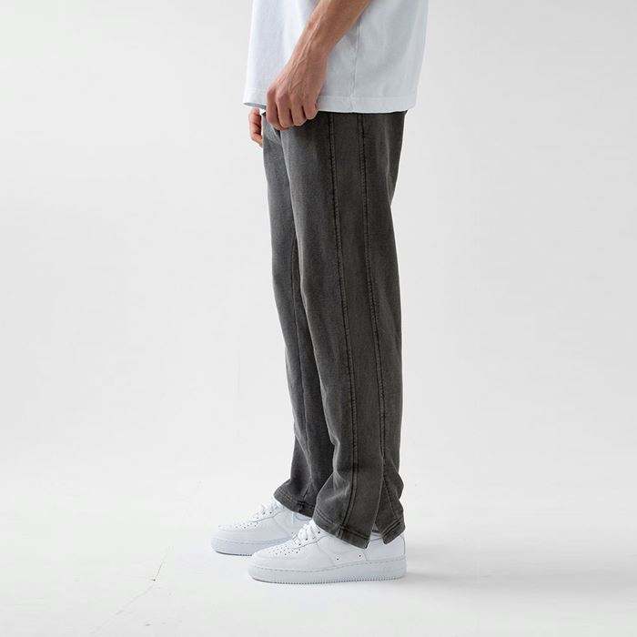 Pantalones de chándal gruesos de algodón para hombre negros lavados vintage personalizados del fabricante