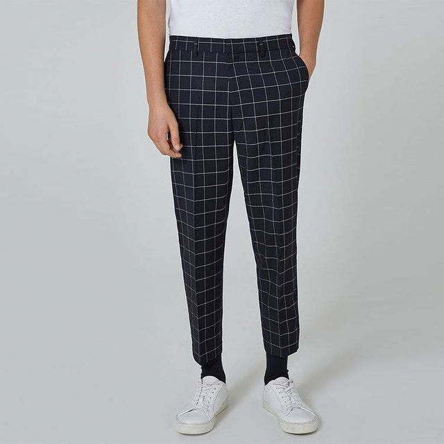 Custom Mens Cropped Length Casual Checkered Pants