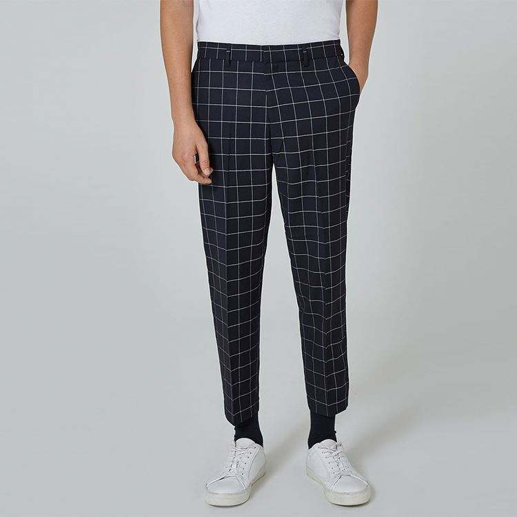 Custom Mens Cropped Length Casual Checkered Pants