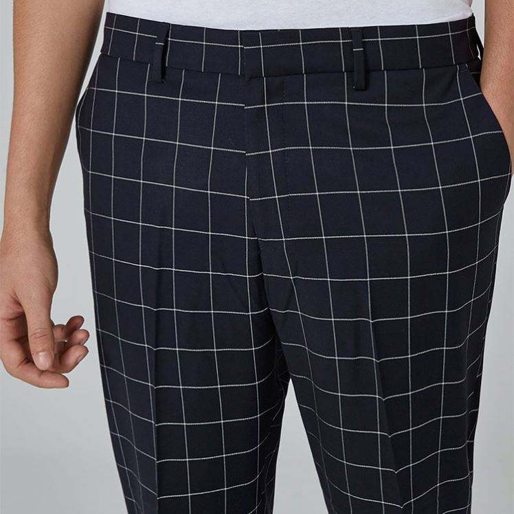 Custom Mens Cropped Length Casual Checkered Pants