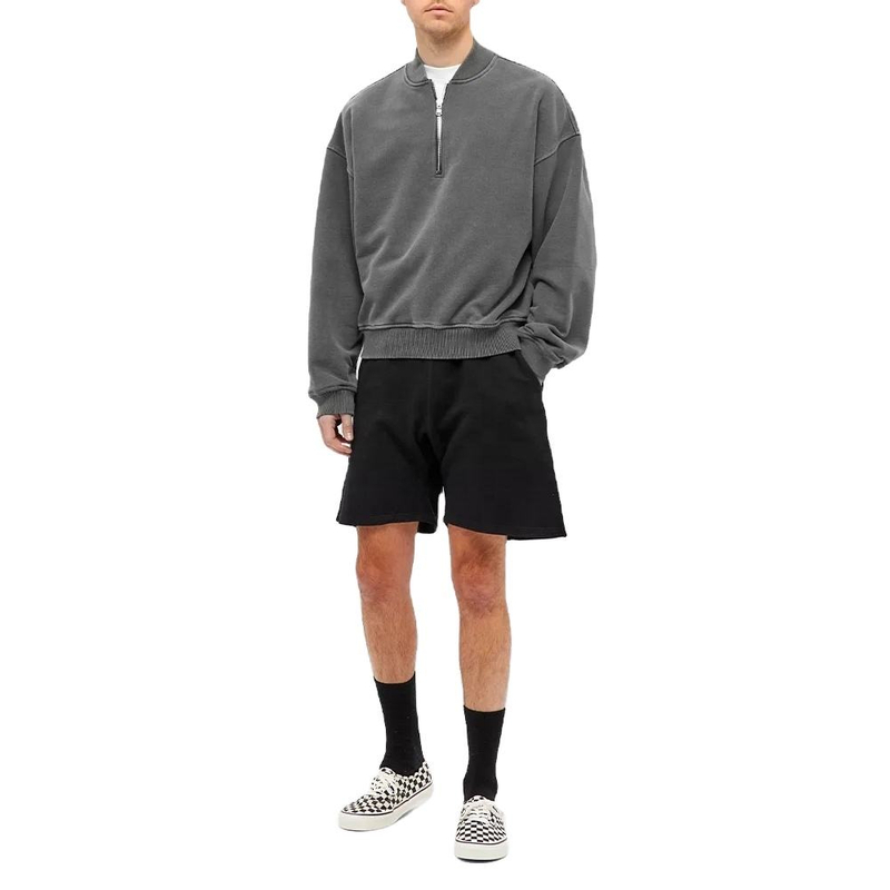 Fashion Quarter Zip Cotton Mens Vintage Washed Sweatshirts