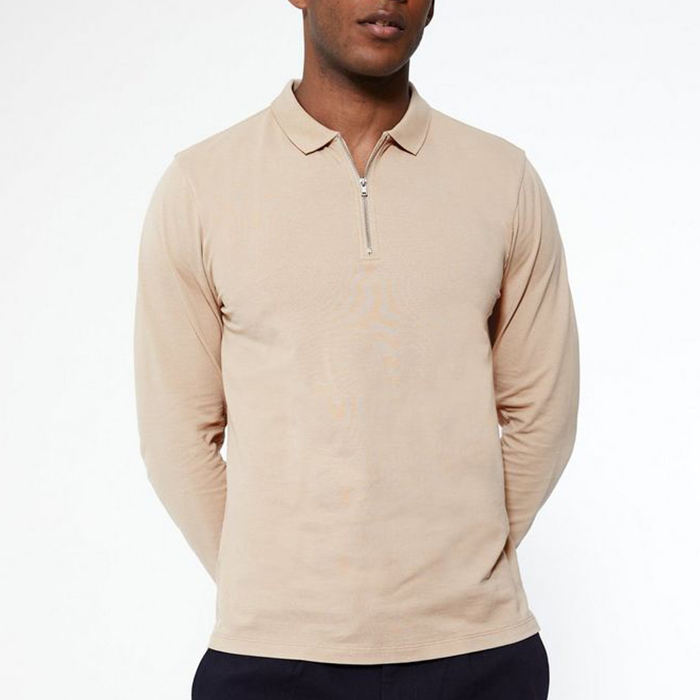 Высококачественная рубашка поло на заказ, однотонные мужские футболки поло из 100% хлопка с длинными рукавами
