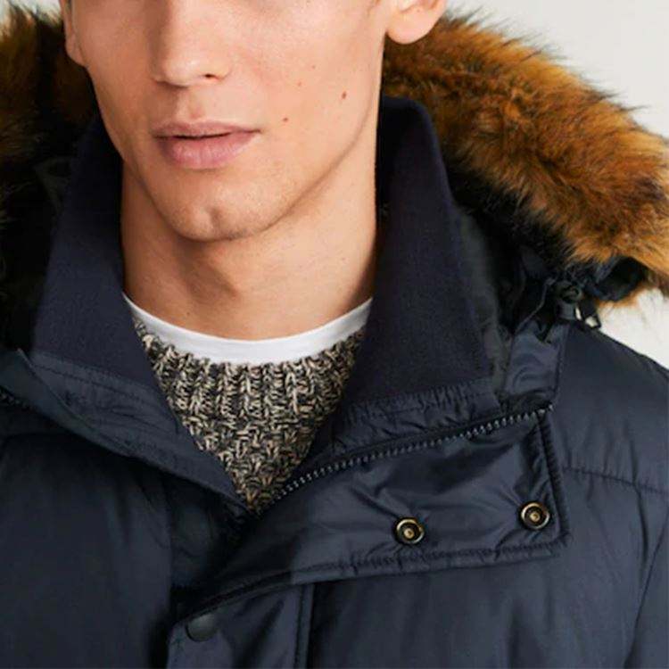 Warm Wear Jacket Winter Men Long Sleeves Faux Fur Hood Front Zipper Patch Pockets Jacket Winter Men