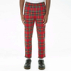 Fashion Spring Mens Slim Fit Red Plaid Pants With Slanted Zip Pockets