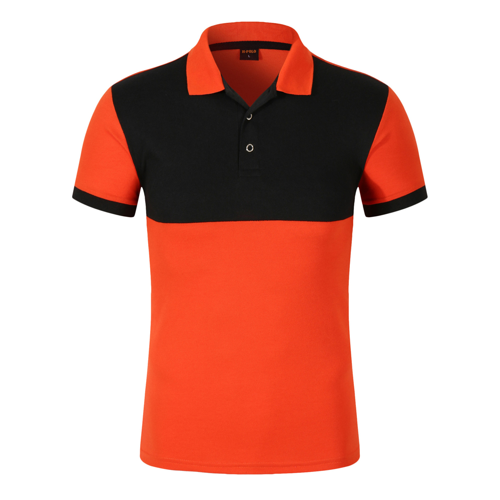 Plain Dyed Technics Black Red Collar Design Organic Cotton Polo Shirt