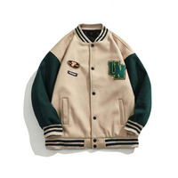 Oem Custom Streetwear Winter Bomber Jacket Embroidery Patched Lettermen Baseball Jacket