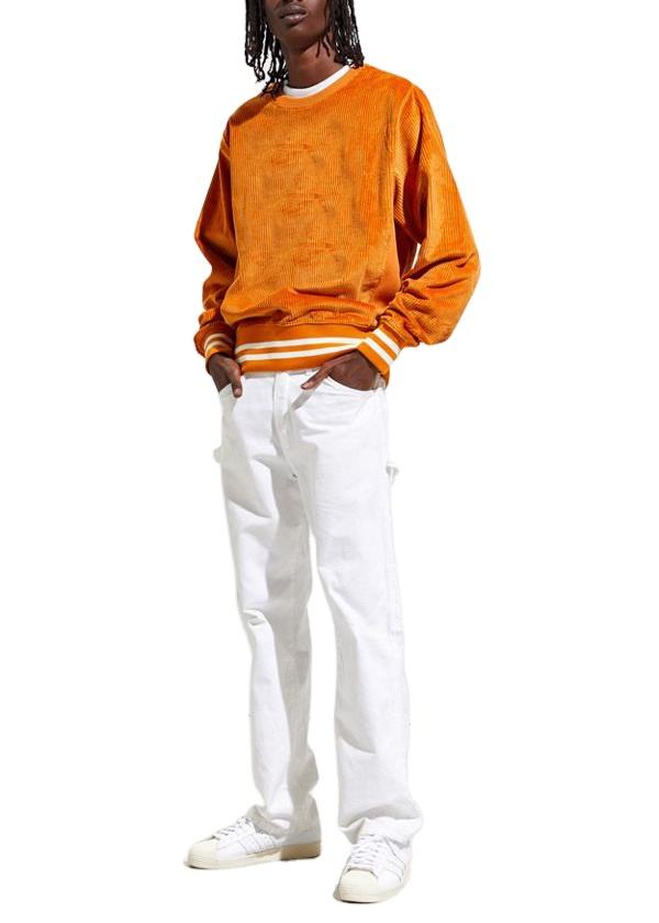 Niestandardowa męska sztruksowa bluza z okrągłym dekoltem i bluzą z kapturem w paski