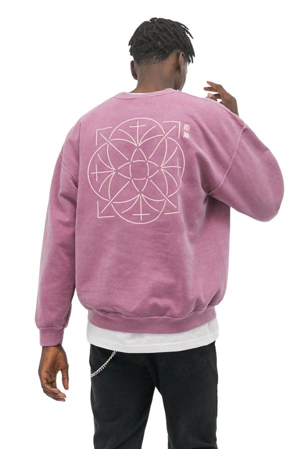 အရည်အသွေးမြင့် Acid Washed Clothing Mens Pullover Custom Printed Sweatshirt