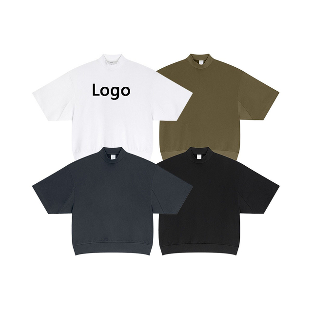 K1130 Boxy Half Height Collar Extended Hem T-shirt