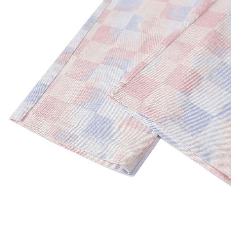 OEM Manufacturer Summer High Waist Wide Leg Pants High Waist Casual Plaid Loose Straight-Leg Sweatpants
