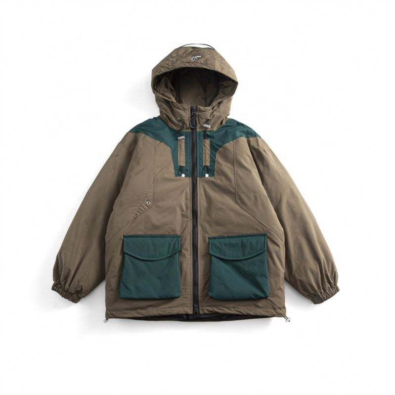 OEM Manufacturer Custom Hoodie Down Collisional Patchwork Loose Cotton-Padded Coat Jacket