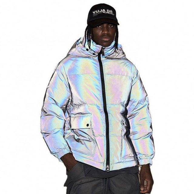 Oem Manufacturer Wholesaler 3M Reflective Fabric Polyester Warm Soft Shell Knit Sleeve Quilted Zipper Men Puffer Jacket