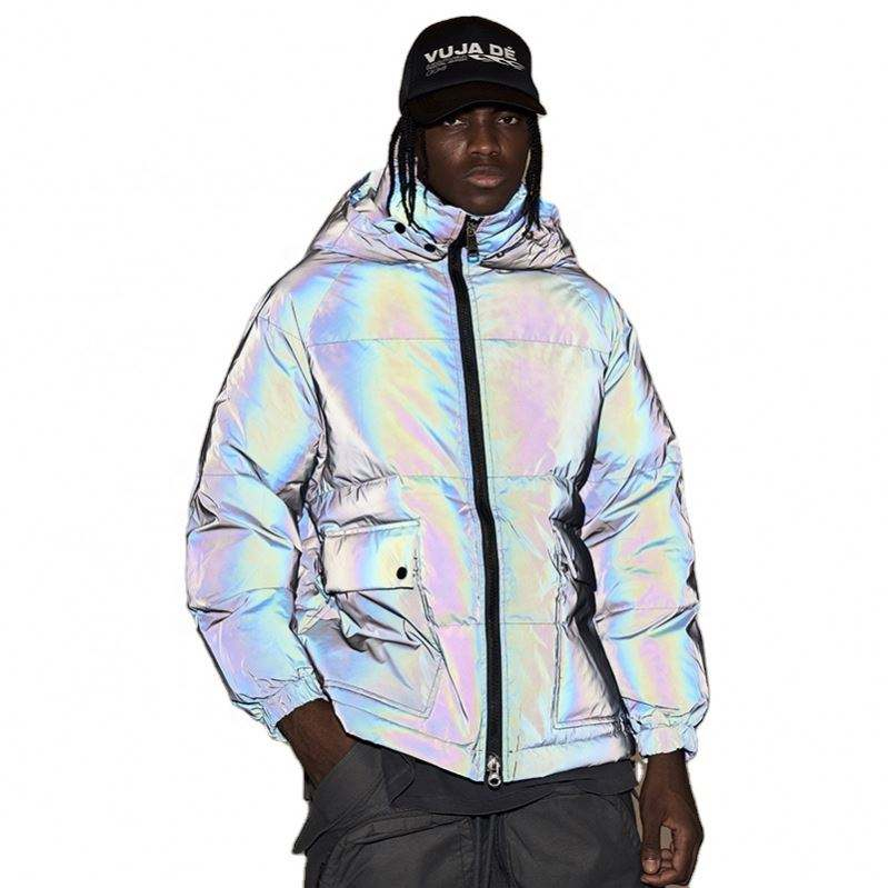 Oem Manufacturer Wholesaler 3M Reflective Fabric Polyester Warm Soft Shell Knit Sleeve Quilted Zipper Men Puffer Jacket