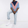 New Arrival Hot Sale Sublimation Tshirts Plus Size Color Block Men Drop Shoulder Oversized Blank Tshirt
