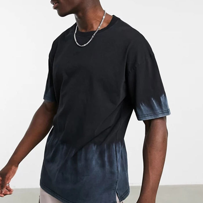 Manufacturer Custom 100% Cotton T Shirt Short Sleeve Acid Washed Ombre Mens T Shirt
