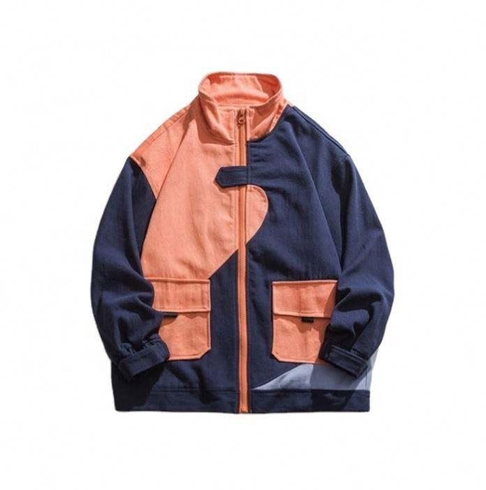 OEM Manufacturer Custom Men's Plus-Size Patchwork Color Wash Coat Jacket