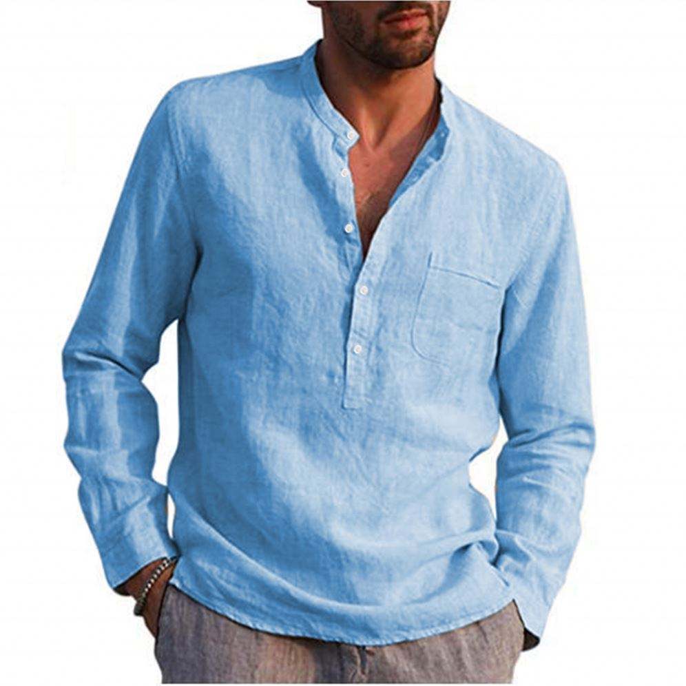 OEM Manufacturer Custom Print Button Down Collar Men's Solid White Blank Embroidered Hemp Blouses Dress Shirts