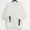 Casual Men's T Shirts Custom Plain Tshirts Drop Shoulder Oversized Cargo Pocket Detail Cotton Tshirt
