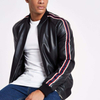 Custom Mens Black Waterproof Bike Motorcycle Windbreaker Zipper Leather Jacket For Mens