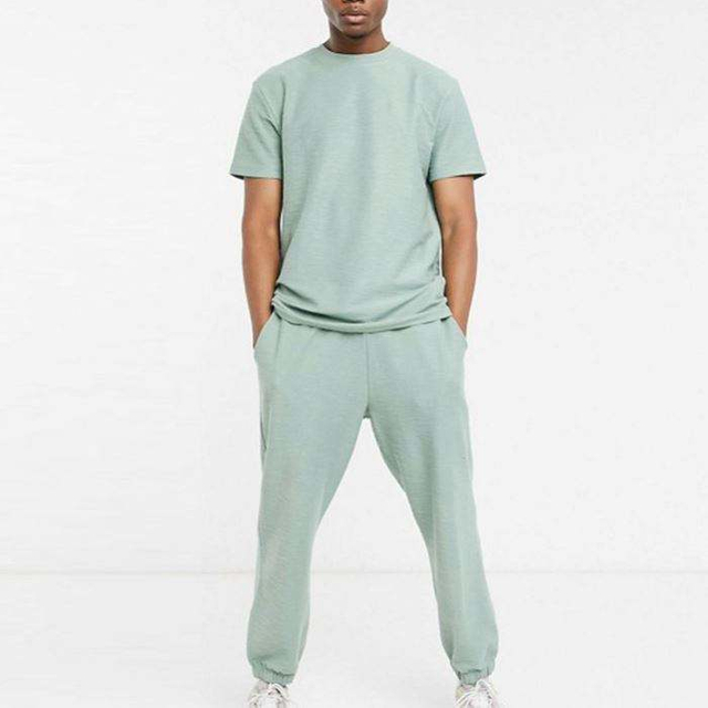 Summer Style Plain Men Tracksuit Set Two Piece T Shirt & Jogger Set