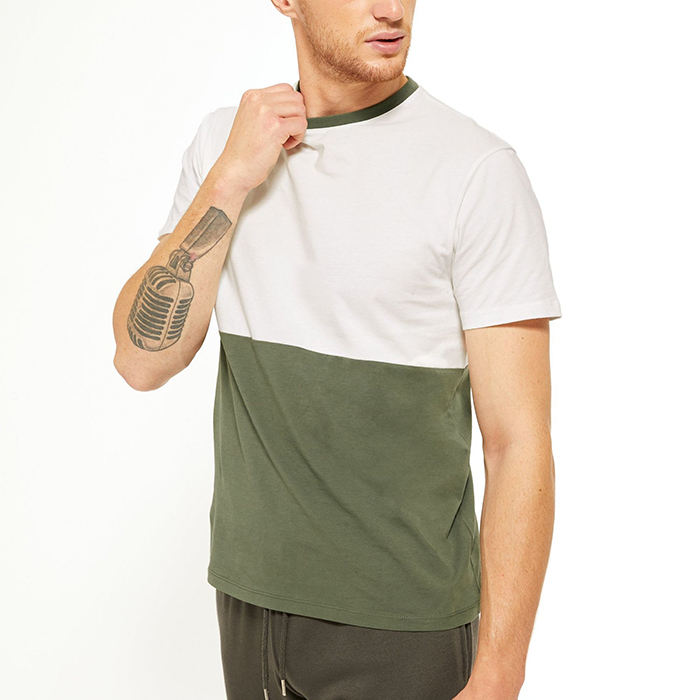 Oem Service Custom Brand Logo Tshirt Color Block Short Sleeve Men Fashion Designer Tshirts
